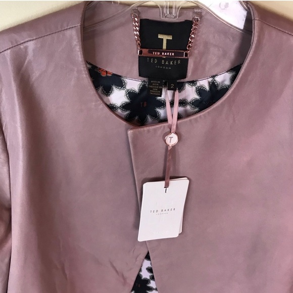 Ted Baker Morisr NEW Crop Leather Jacket Pockets - Picture 5 of 8